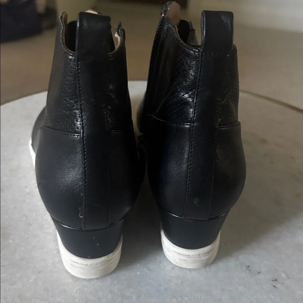 Paolo Perforated Black Wedges with White Sole - Picture 3 of 5